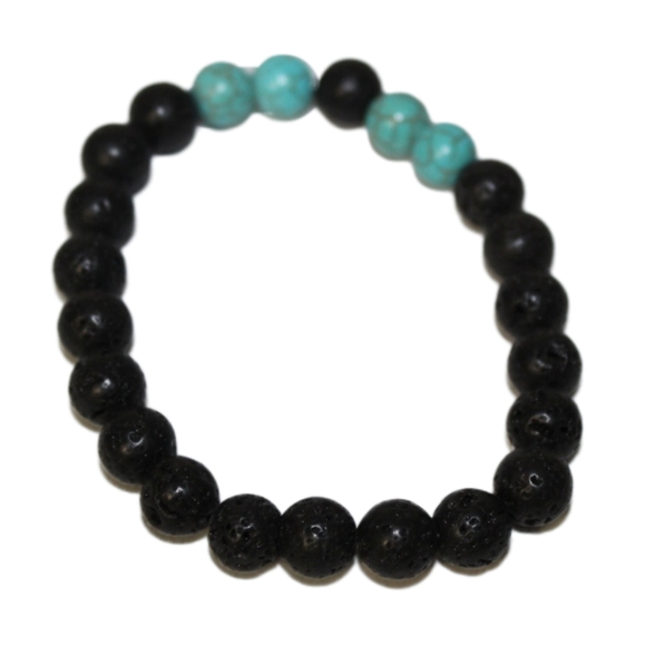 Black Agate & Turquoise Bracelet - Picture 3 of 12